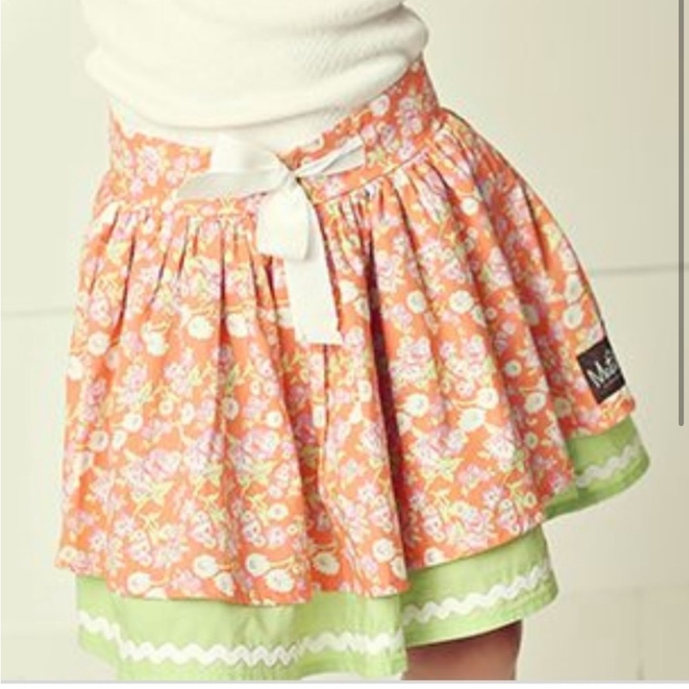 Matilda Jane Valencia Orange Floral skirt orange with Green Trim LN EUC girls 10